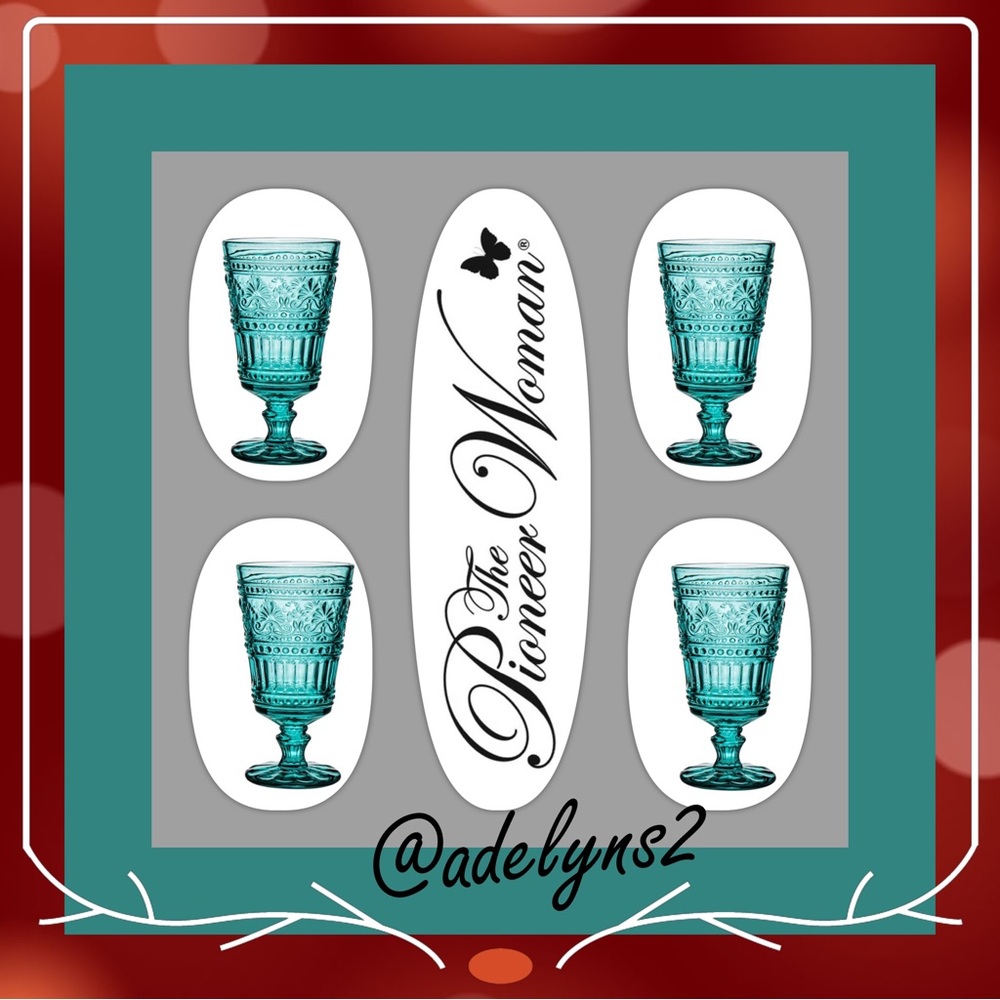 TEAL Cassie! ๐บ New Pioneer Woman Cassie 4-Piece Footed Glass Goblet Set, Teal - Picture 1 of 6